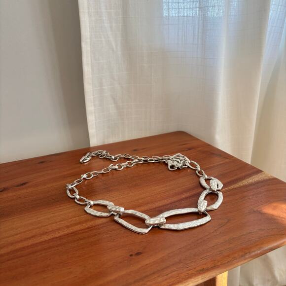 Chico's Silver Chain Belt Brushed Metal Adjustable - Picture 1 of 5